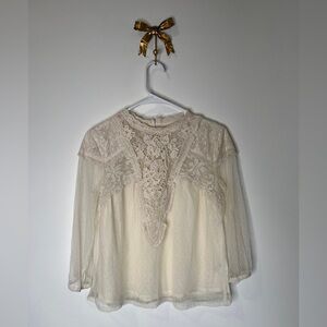 Anthropologie Cream Lace Blouse